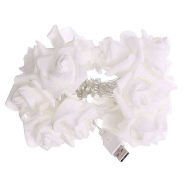 Usb Plug In Rose Flower Decoration String Lights Led Lamp Crystal Cream Seasonal Decorations
