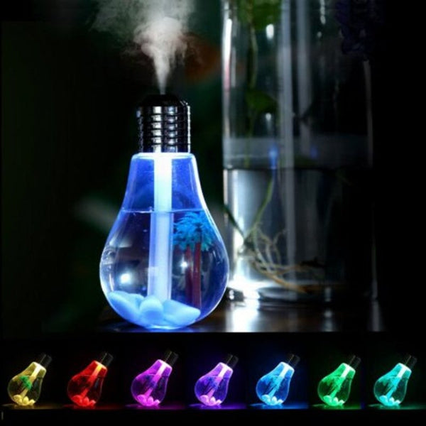 Usb Powered Discoloration Bulb Humidifier Ultra Quiet 7 Color Night Light Silver