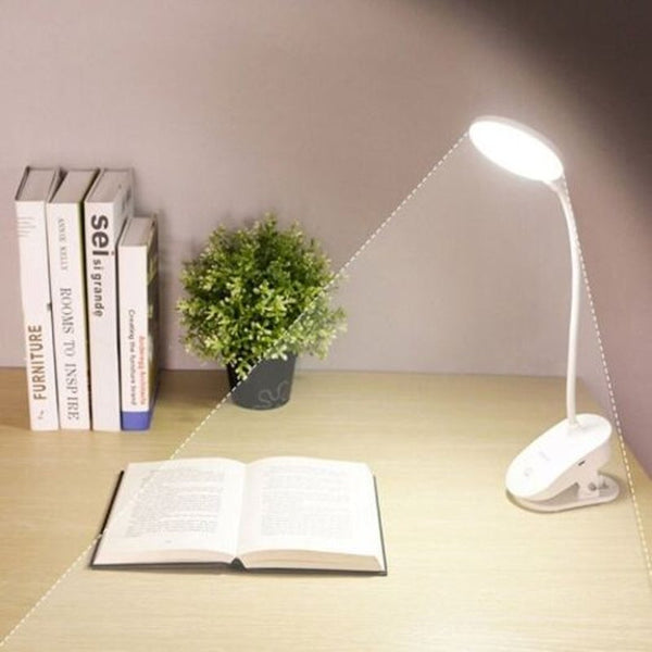 Usb Rechargeable Clip Led Table Lamp Dimmable Touch White
