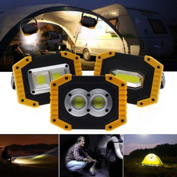 Usb Rechargeable Mini Led Floodlight Outdoor Portable Lamp Handheld Emergency Work Light 1000Lm Yellow Double Circular
