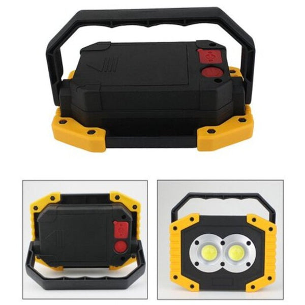 Usb Rechargeable Mini Led Floodlight Outdoor Portable Lamp Handheld Emergency Work Light 1000Lm Yellow Double Circular