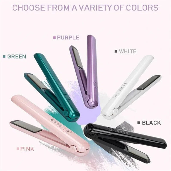 Usb Rechargeable Portable Mini Wireless Curling Iron Hair Straightener Dual Purpose Rollers & Curlers