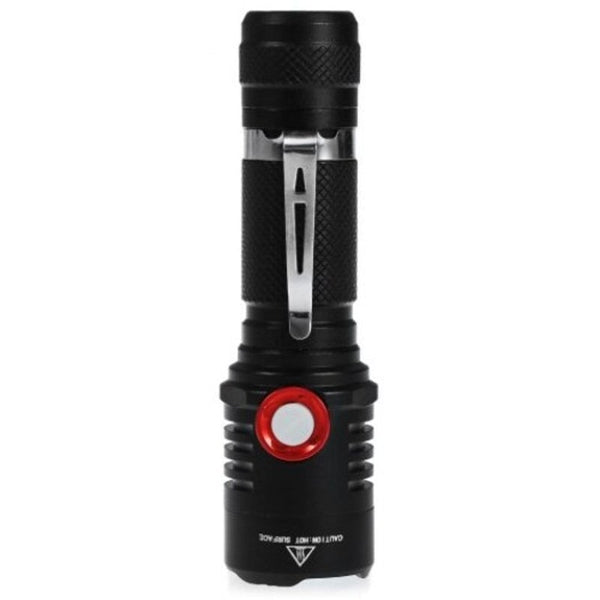 Usb Rechargeable Torch Led Flashlight Black Flashlights