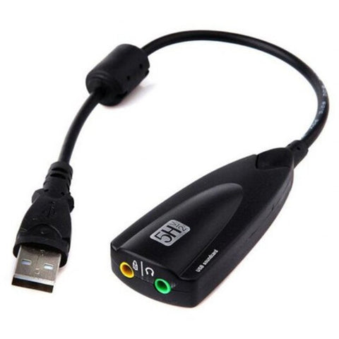 Usb Sound Card 7.1 Adapter 5Hv2 3D Audio Headset Microphone Black