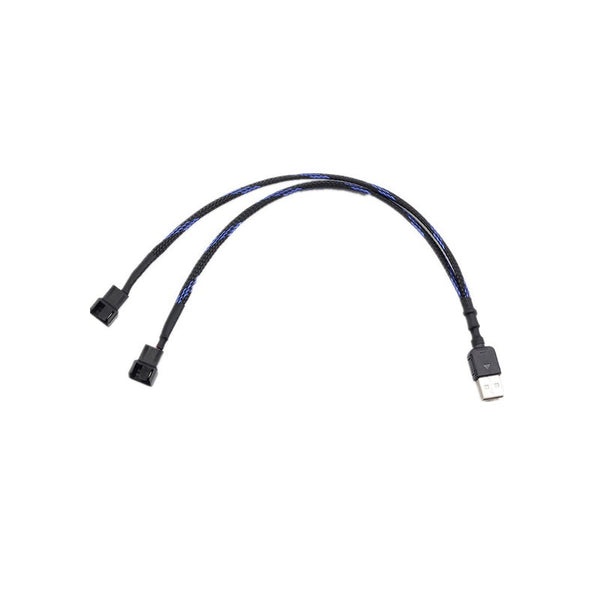Usb To 2 3 4 Pin Pwm 5V Sleeved Dual Fan Power Adapter Cable 30Cm Power Cables & Connectors