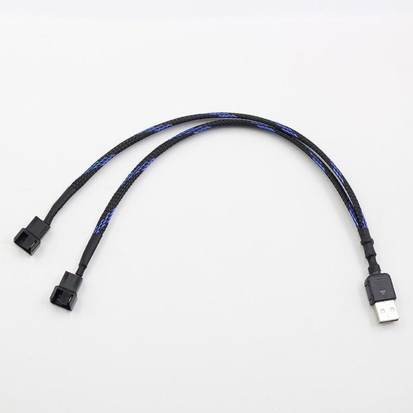 Usb To 2 3 4 Pin Pwm 5V Sleeved Dual Fan Power Adapter Cable 30Cm Power Cables & Connectors