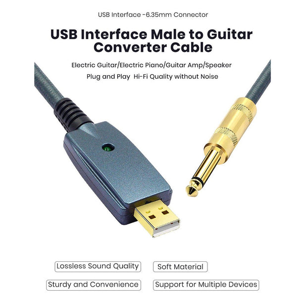 Usb To Guitar Cable Interface Male 6.35Mm Jack Electric Accessories Audio Connector Cord Adapter For Instrument 3M Guitar Accessories