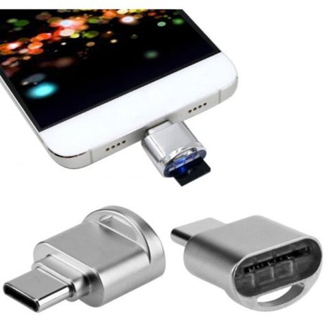 Usb Type C 3.1 To Microsd Tf Card Reader Adapter For Macbook Smartphone / Tablet Platinum