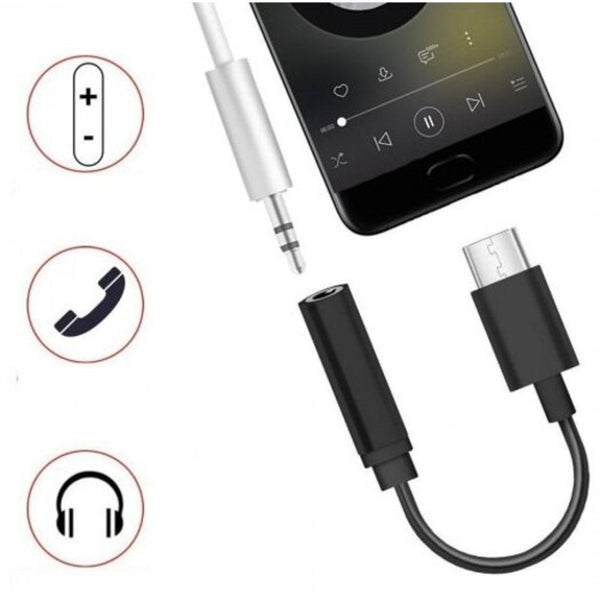 Usb Type C To 3.5Mm Earphone Headphone Adapter Cable Black Cables & Adapters