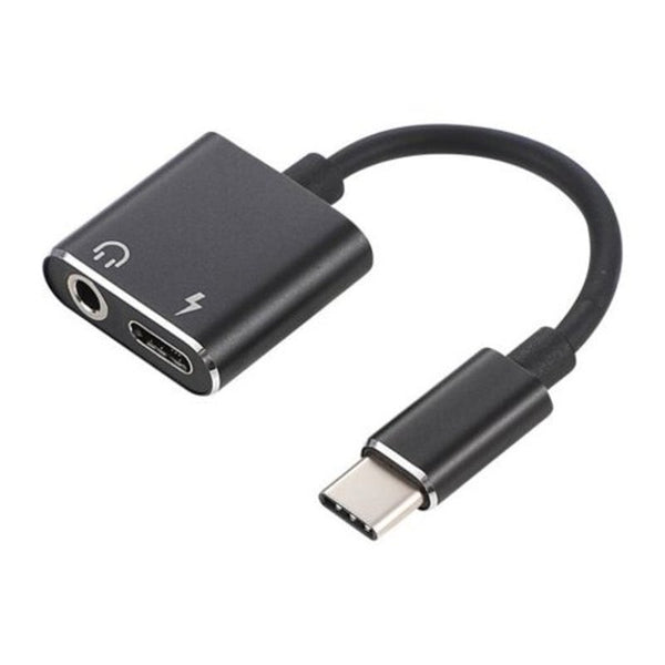 Usb Type C To 3.5Mm Splitter Adapter Audio Jack Connect Headphone Earphone Black Cables & Adapters