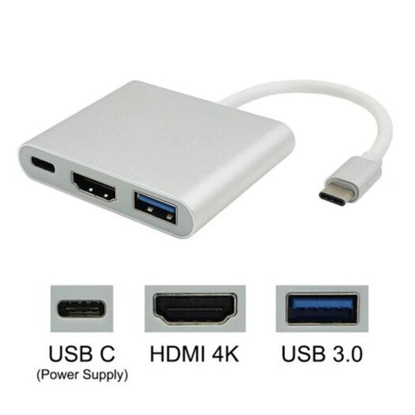 Usb Type C To Hdmi 4K 3.0 Charging Adapter Converter For Macbook Pro Pixel Silver