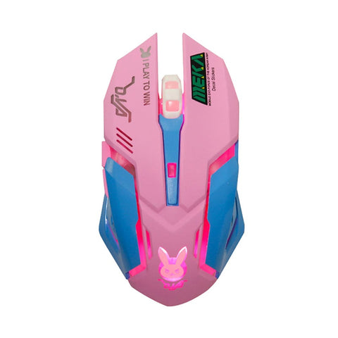 Usb Wireless Gaming Mouse Pink Computer Professional E Sports 2400Dpi Colorful Backlit Silent For Lol Data Laptop Pc