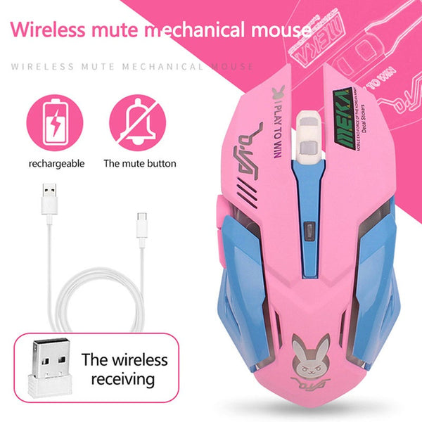 Usb Wireless Gaming Mouse Pink Computer Professional E Sports 2400Dpi Colorful Backlit Silent For Lol Data Laptop Pc Mice Trackballs & Touchpads