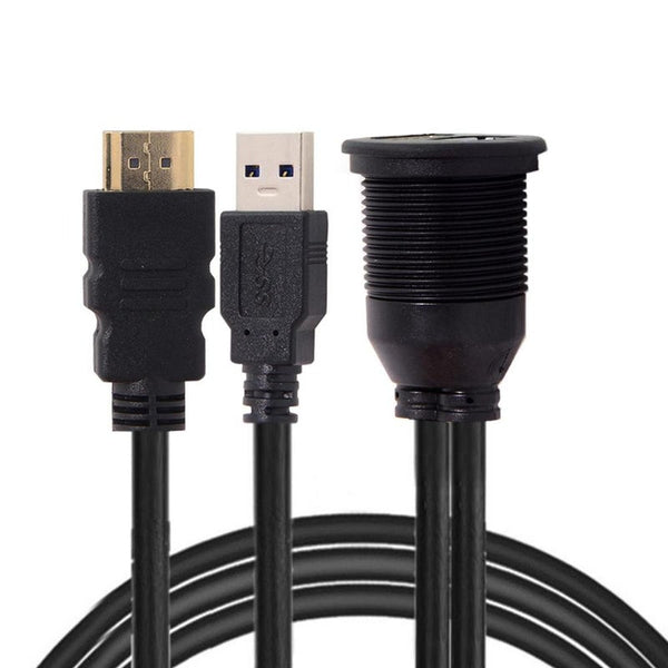 Usb3.0 Hd To Hdmi Compatible Aux Extension Dash Panel Waterproof Car Flush Mount Cable For Boat Motorcycle 1M 3Ft Usb Cables Hubs & Adapters