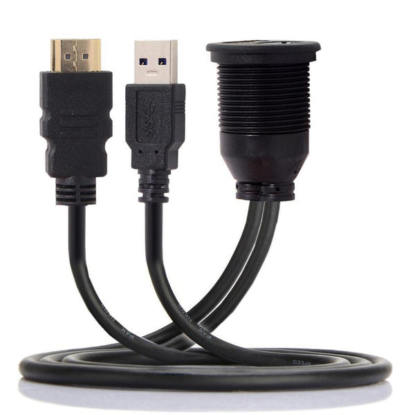 Usb3.0 Hd To Hdmi Compatible Aux Extension Dash Panel Waterproof Car Flush Mount Cable For Boat Motorcycle 1M 3Ft Usb Cables Hubs & Adapters
