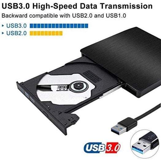 External Cd Dvd Drives Usb 3.0 Portable Rw Burner Writer Rewriter Slim / Rom For Laptop Desktop Pc Windows Xp Vista 7 8 10 Linux Os Apple Mac