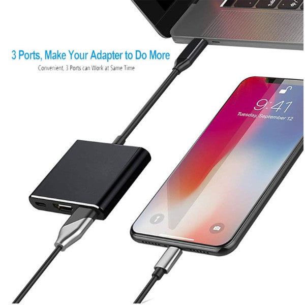 Usb C To Hdmi Compatible 4K Adapter 3 In 1 Hub With Output 3.0 Port Usb Cables Hubs & Adapters