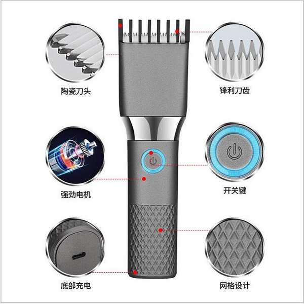 Usb Electric Hair Clipper Two Speed Ceramic Cutter Fast Charging Trimmer Professional Barber Tools