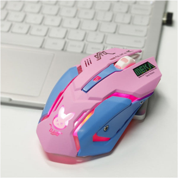 Usb Wireless Gaming Mouse Pink Computer Professional E Sports 2400Dpi Colorful Backlit Silent For Lol Data Laptop Pc Mice Trackballs & Touchpads