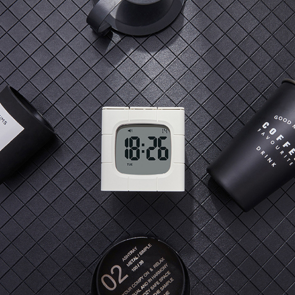 Usb Charging Voice Control Alarm Clock Cube Led Night Light