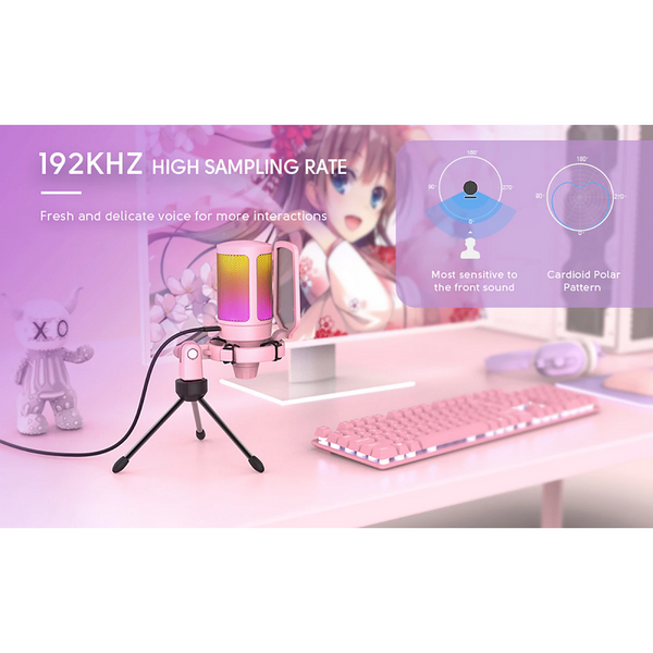 Usb Gaming Pc Microphone Streaming Podcasts Desktop Condenser Pink Microphones