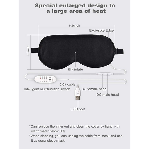 Usb Heated Eye Mask Reusable Silk Steaming Massager For Sleeping Puffiness Anti Dark Circle Patch Care