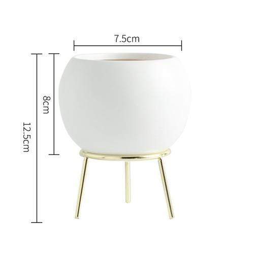 Nordic Ceramic Arc Pot With Metal Stand Decor Plant Baskets Pots Window Boxes