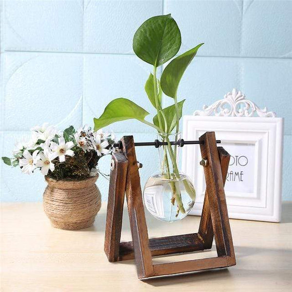 Glass Wood Hydroponics Vase Planter Desktop Terrarium Baskets Pots Window Boxes