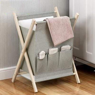 Mini Wooden Laundry Basket Hamper Bathroom Storage