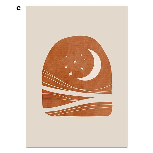 Celestial Canvas Abstract Lanscape Sun Moon Prints Posters & Prints