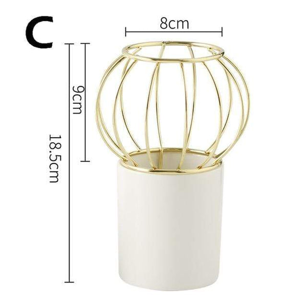 Green Or White Geometric Lantern Vase Decor Vases