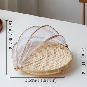 Dustproof Basket Bamboo Fly Cover Outdoor Picnic Food