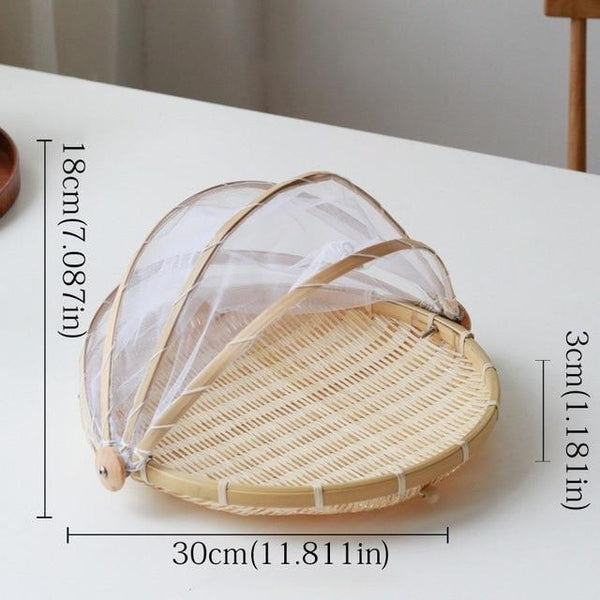 Dustproof Basket Bamboo Fly Cover Outdoor Picnic Food Picnic Accessories