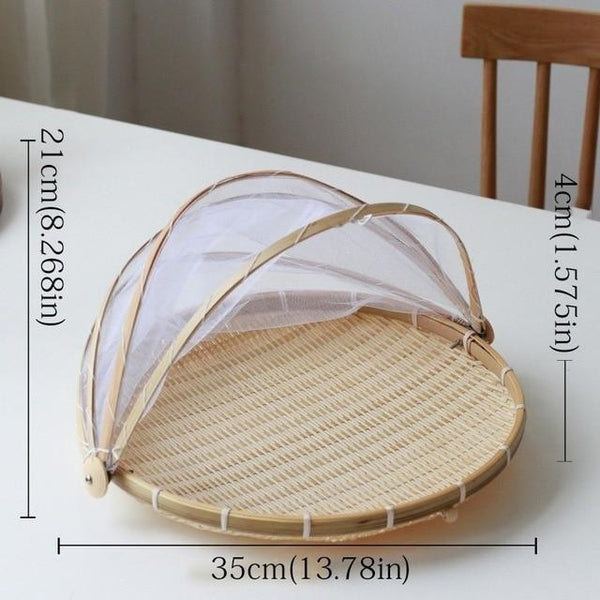 Dustproof Basket Bamboo Fly Cover Outdoor Picnic Food Picnic Accessories