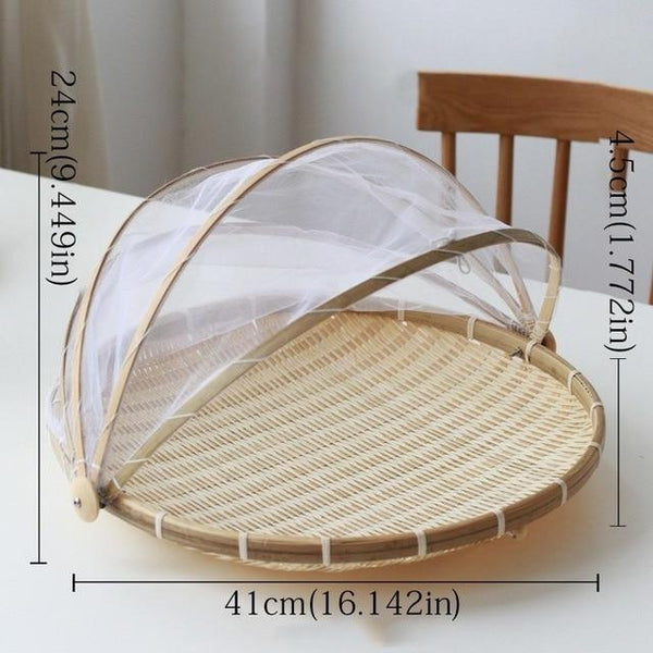Dustproof Basket Bamboo Fly Cover Outdoor Picnic Food Picnic Accessories