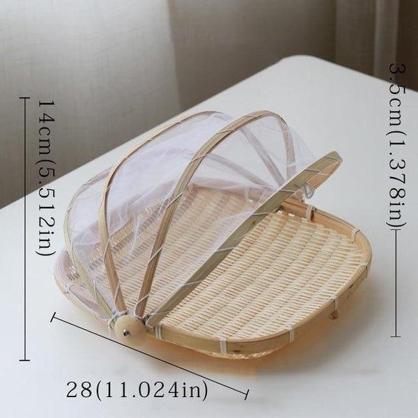 Dustproof Basket Bamboo Fly Cover Outdoor Picnic Food Picnic Accessories