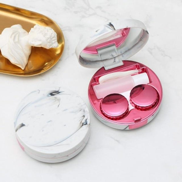 Marble Design Contact Lens Storage Case With Mirror