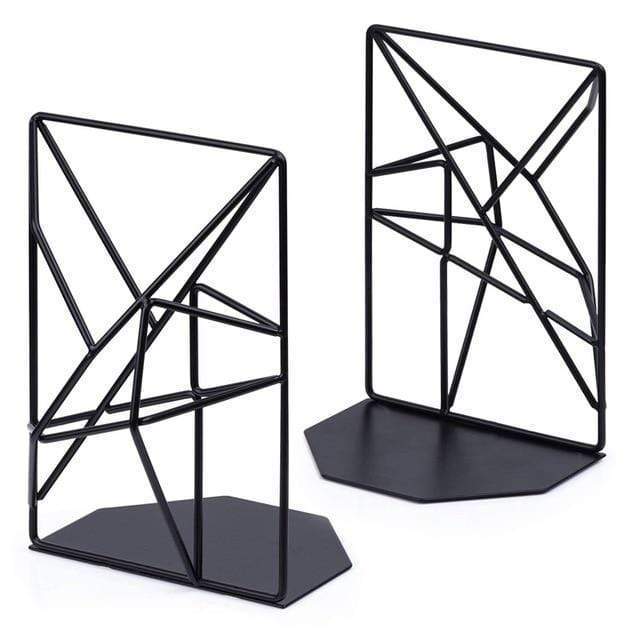 Black Metal Geometric Book Holder Nordic Decor Bookends