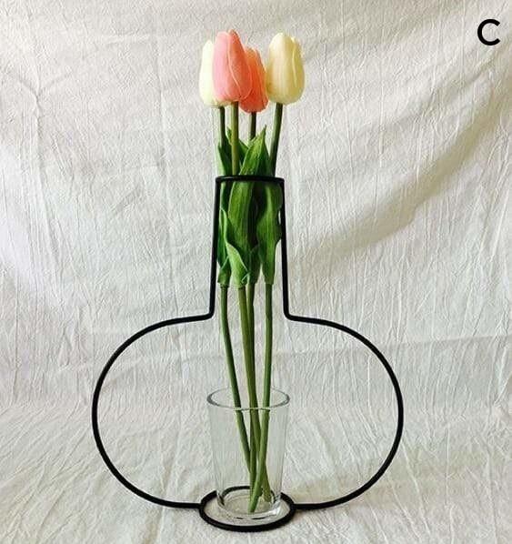 Nordic Black Iron Outline Vase Flower Plant Holder Vases