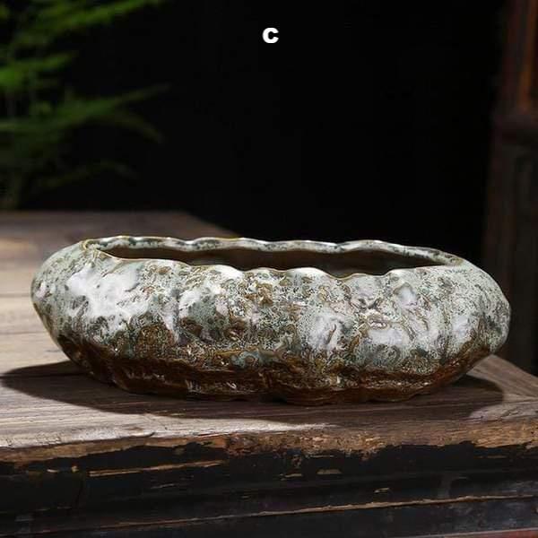 Koi Pot Japanese Natural Stone Look Ceramic Plant Pots Decor Baskets Pots Window Boxes