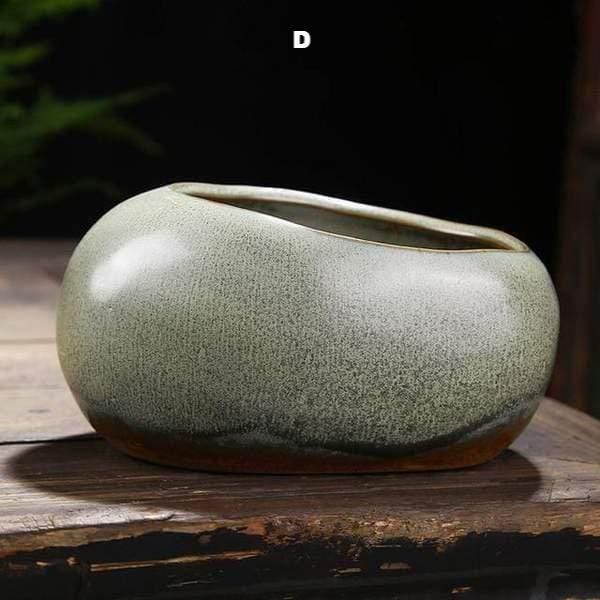 Koi Pot Japanese Natural Stone Look Ceramic Plant Pots Home Decor