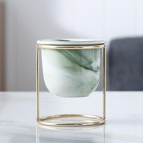 Mini Marble Pot In Metal Stand Nordic Decor Vases