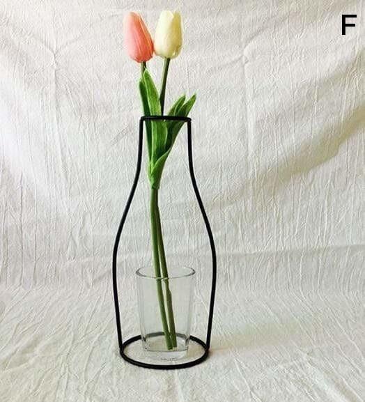 Nordic Black Iron Outline Vase Flower Plant Holder Vases