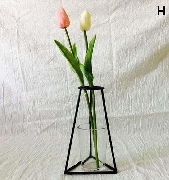 Nordic Black Iron Outline Vase Flower Plant Holder Vases