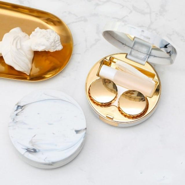 Marble Design Contact Lens Storage Case With Mirror Contact Lens Storage & Equipment