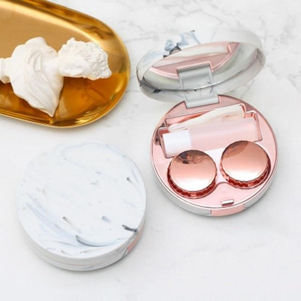 Marble Design Contact Lens Storage Case With Mirror Contact Lens Storage & Equipment
