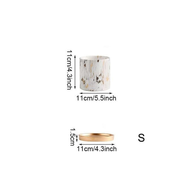 Marble Design White Pot With Gold Tray Nordic Decor Baskets Pots Window Boxes