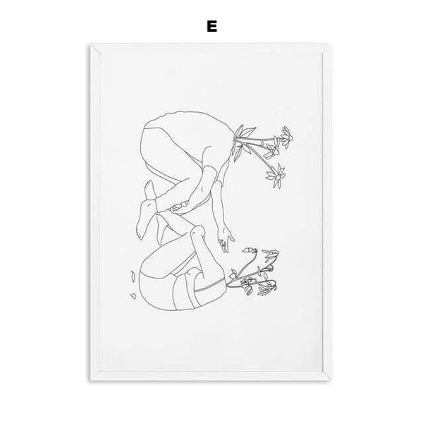 Abstract Botanical Canvas Drawing Style Prints Decor Posters & Prints