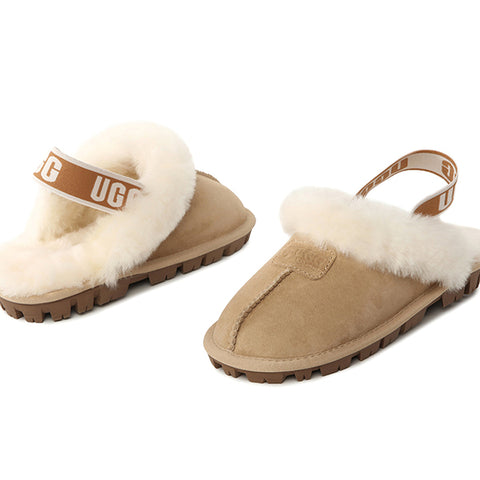 Cow Suede Slipper With Sheepskin Lining Non Eva Outsole Fashion Slippers