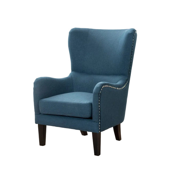 Dark Blue Fabric High Back Padded Armchair Sofas Armchairs & Couches